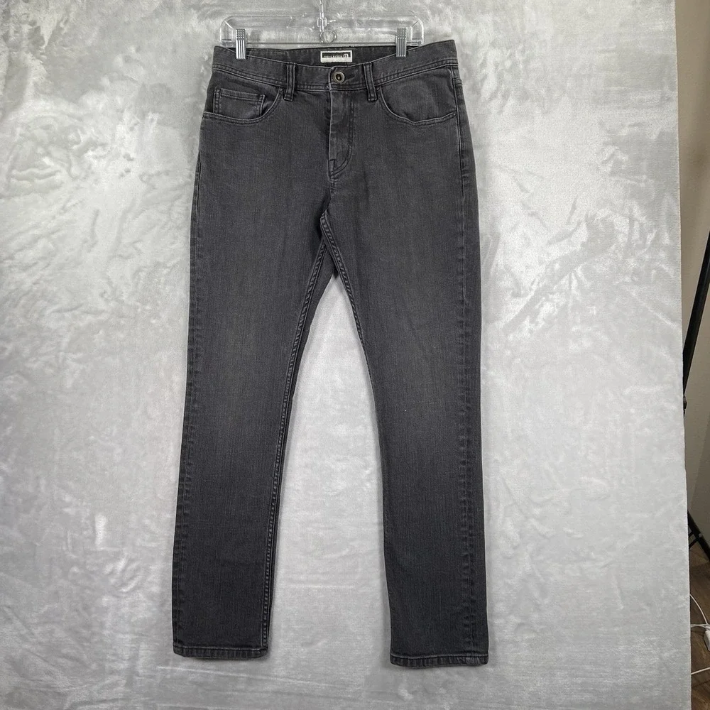 Travis Mathew Jeans Mens 32x31 Slim Straight Skinny Black Denim Cotton Stretch